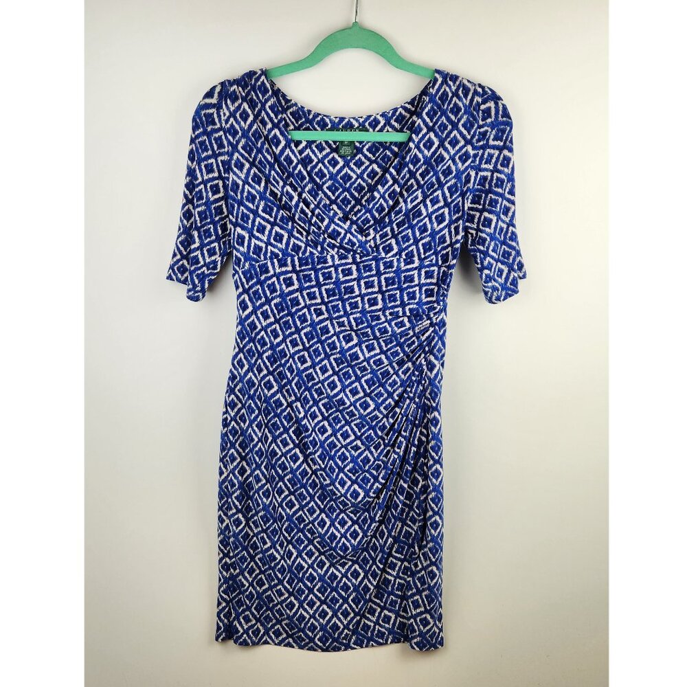 Lauren Ralph Lauren Geometric Patterned Stretchy Midi Dress Office Career sz 6P